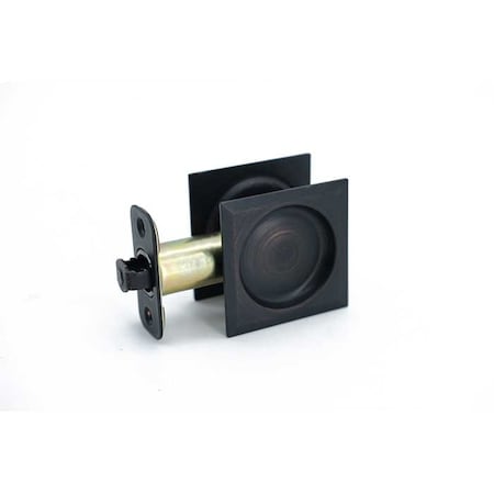 Orca Hardware Pocket Door Lock, Square, Passage Function, US10B Oil Rubbed Dark Bronze Finish PDLSQ-PS-10B